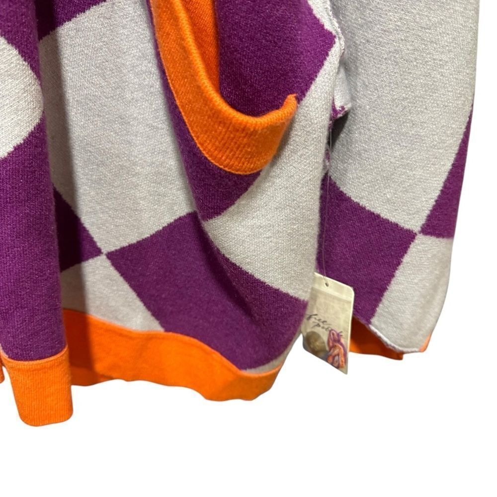Revolve We The Free People Manny Cardi in Purple Argyle  V-Neck Cardigan - Picture 5 of 8